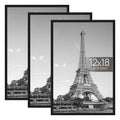 upsimples 12x18 Frame Black 3 Pack, Poster Frames 12 x 18 for Horizontal or Vertical Wall Mounting - Slide-In Photo Frame Strips