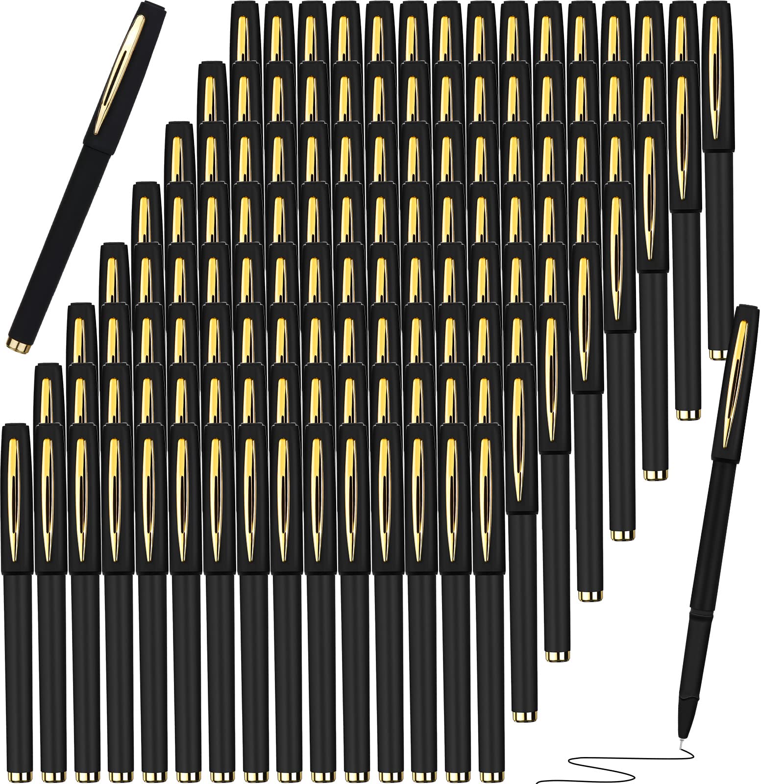 Sherr 120 Pcs Black Gel Ink Pens Rollerball Pens Bulk Black Pen Bulk Ultra Fine Point Roller Ball Pens Gel Pens For Office, Scho