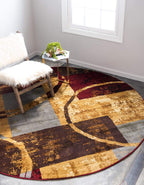 Unique Loom Barista Collection Area Rug - Kouillou (3' 3'' Round, Multi/ Brown)