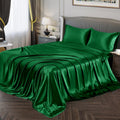 Vonty Satin Sheets Full Size Silky Soft Satin Bed Sheets Green Satin Sheet Set, 1 Deep Pocket Fitted Sheet + 1 Flat Sheet + 2 Pi