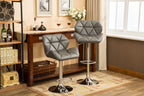 Glasgow Contemporary Tufted Adjustable Height Hidraulic Bar Stools, Set Of 2, Grey