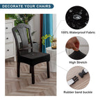 Genina Waterproof Seat Covers For Dining Room Chair Covers Waterproof Dining Chair Covers (4 Pcs-Rear-Covered, Black)
