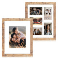 iRahmen 2 Pack 11x14 Picture Frames Rustic Brown, Each Frame with 2 Mats, Display 8x10 or Five 4x6 Photos with Mat & 11x14 Pictu