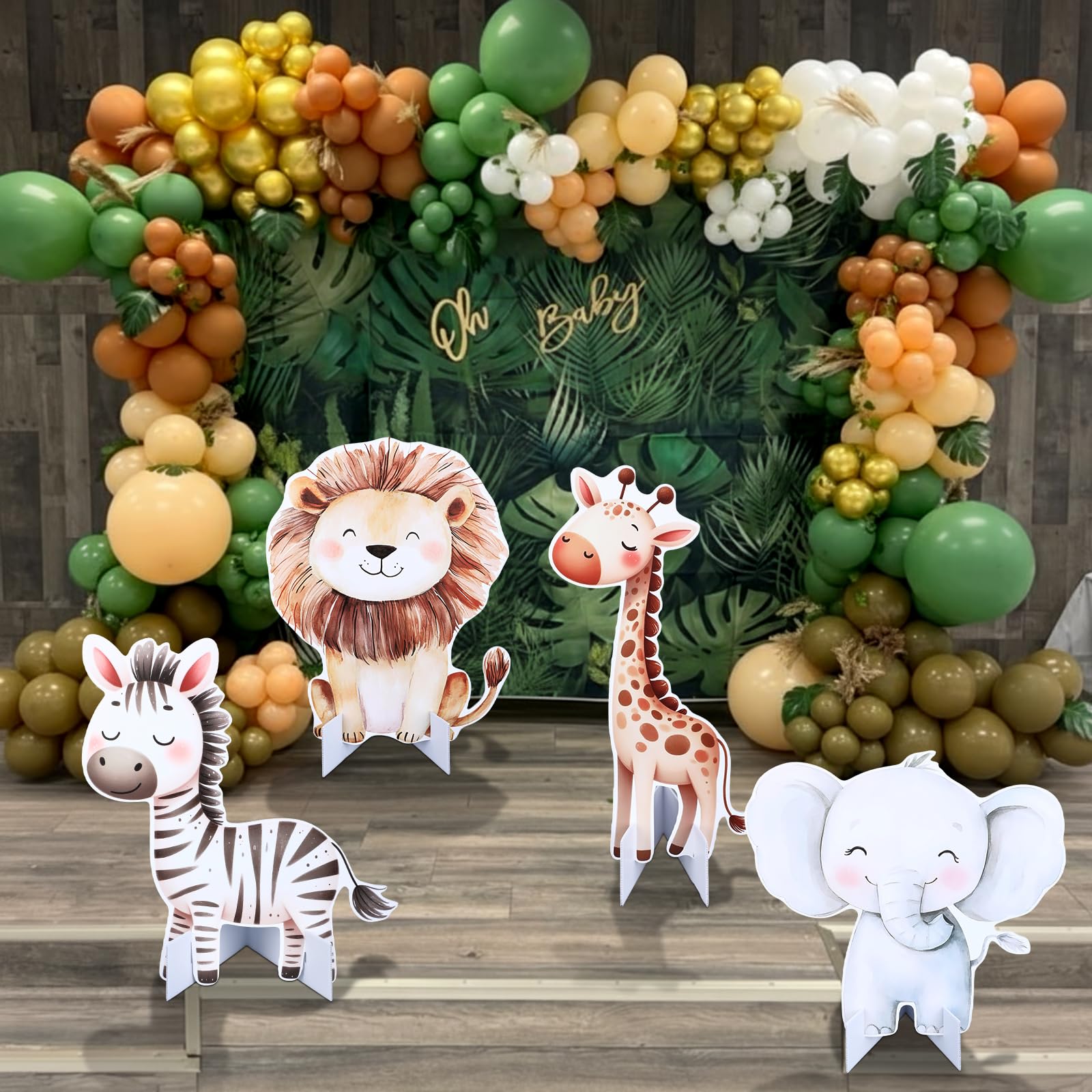 Gemscream 4 Pcs Large Jungle Animals Decorations 23.6 Inch Safari Birthday Decorations Jungle Animals Cutouts Backdrop Booth Pro