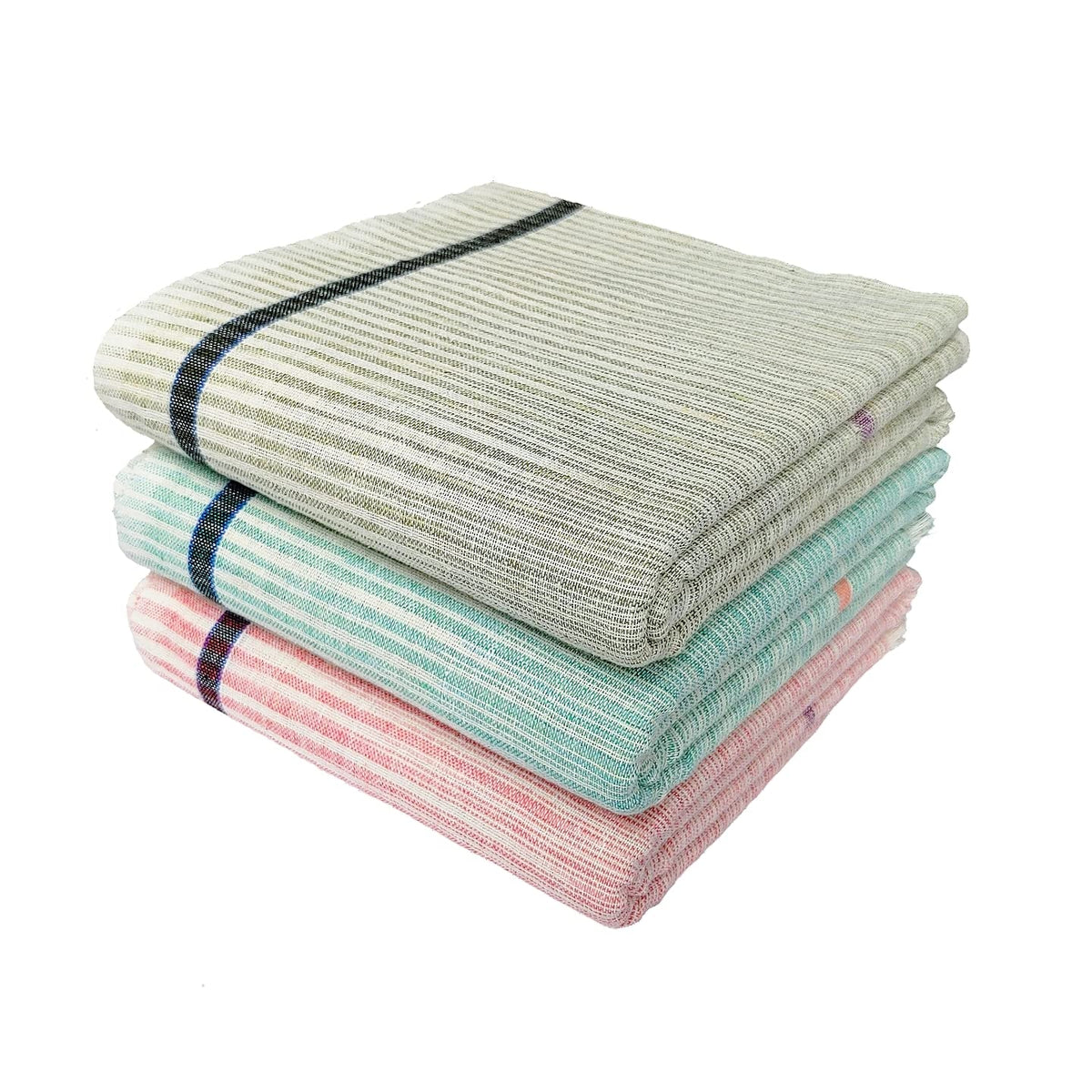 Mk weaves 100% Cotton Gamcha Bath Towel,30x64 Multicolored (Pack of 3),XXLarge
