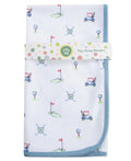 Little Me Blankets For Baby Boys' Swaddling Receiving Blanket, Blue Golf Club, 30 X 27 Inches