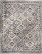HomeRoots 533121 9 x 12 ft. Ivory & Tan Floral Power Loom Distressed Washable Rectangle Area Rug