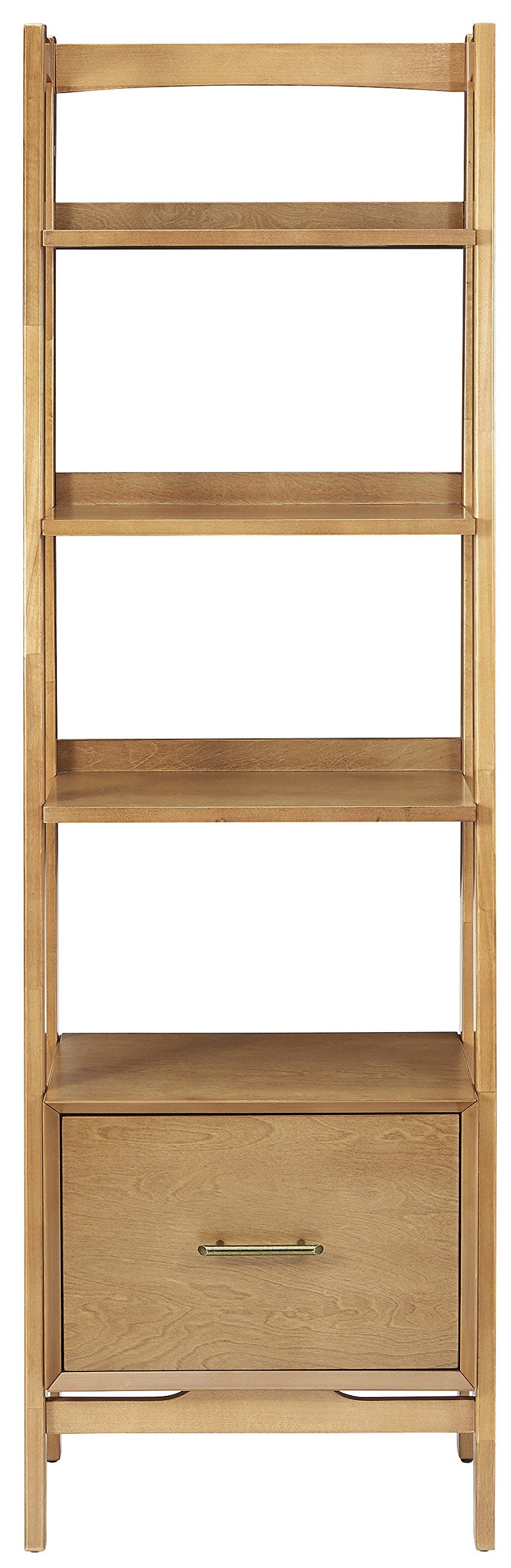 Crosley Furniture Landon Small Bookshelf Etagere, Bookcase Storage with Shelves and File Drawer, Acorn