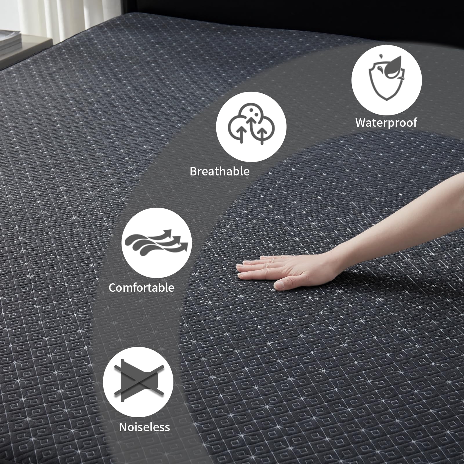 Bedlore California King Mattress Protector, Waterproof Noiseless Mattress Cover With Deep Pocket For 6-18 Inches Mattress, Soft