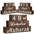 GlikCeil 5 Pcs Ramadan Calendar Block Set Ramadan Advent Countdown Eid Calendar Countdown Blocks Ramadan Wood Sign for Ramadan D