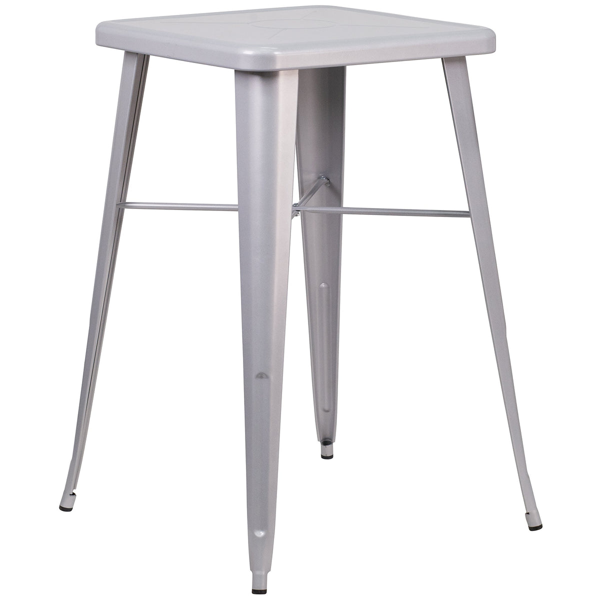 Flash Furniture Aaron Commercial Grade 23.75" Square Silver Metal Indoor-Outdoor Bar Height Table