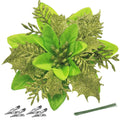 FurRain Christmas Poinsettia Artificial Flowers Decorations 5.5 Christmas Tree Wreaths Garland Decoration 12 Pcs Glitter Flowers