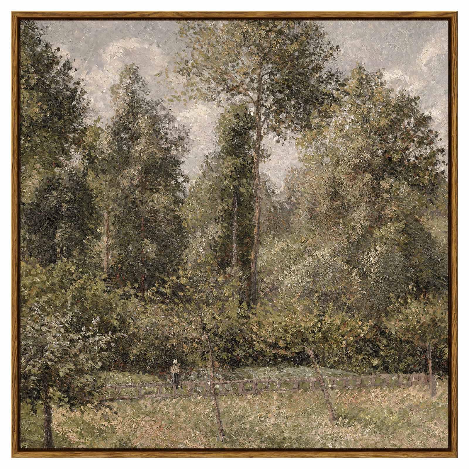 InSimSea Square Framed Canvas Wall Art, Large Decor Poplars in Garden Paintings, Classical Nature Wall Pictures for Bedroom Bath