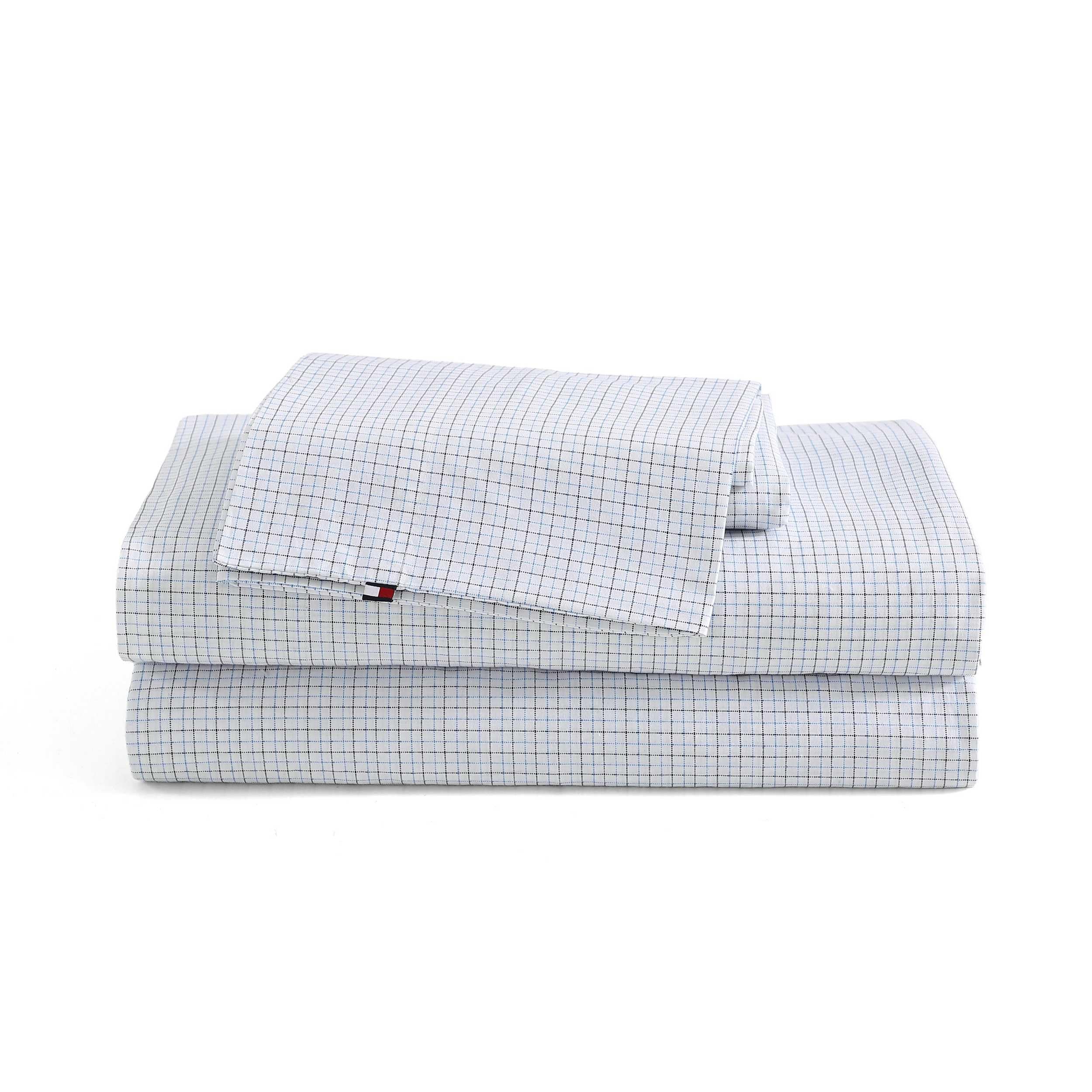 Tommy Hilfiger - Twin Size Sheet Set, 100% Cotton Percale Bedding with a Crisp & Cool Feel, Bed Sheets with Matching Fitted Shee
