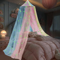 Colorful Princess Bed Canopy for Girls with Glow in The Dark Stars, Rainbow Canopy Net Fits Most Single, Twin, Full and Queen Si