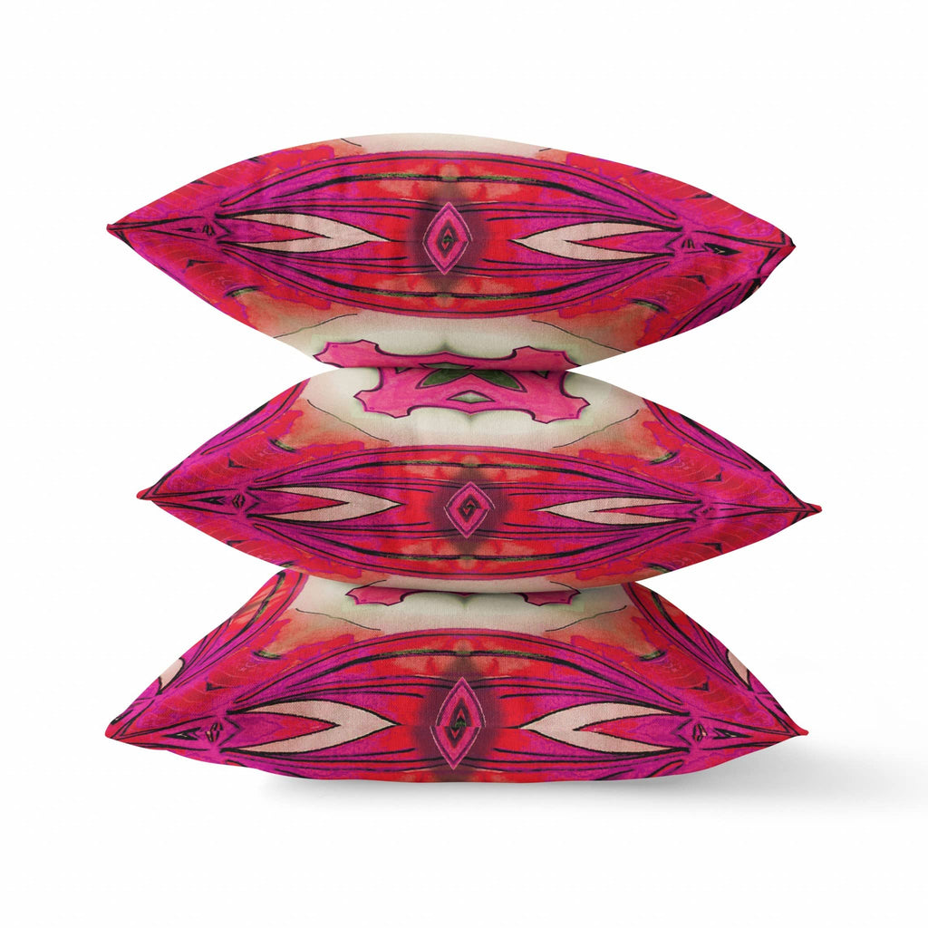 HomeRoots 18â€ Hot Pink Geo Tribal Suede Throw Pillow
