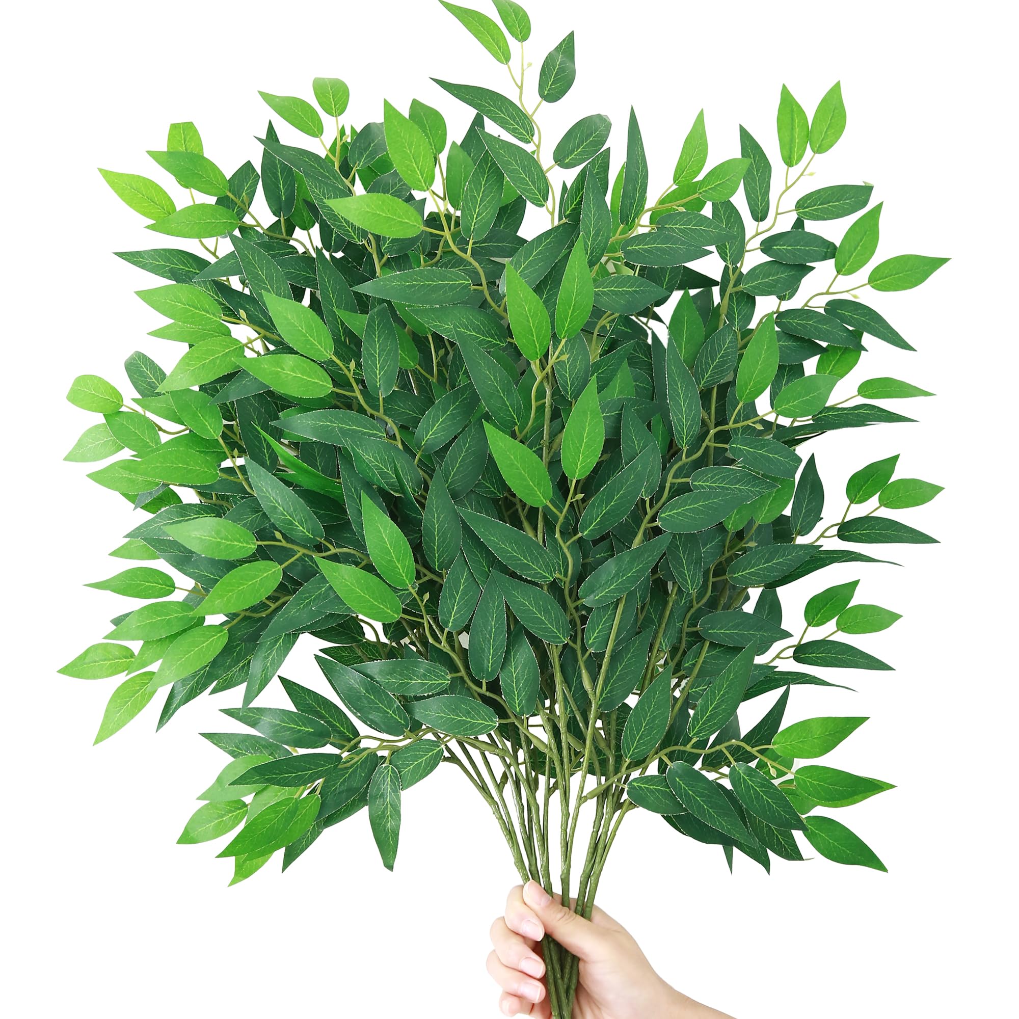 GREENTIME 6 Pack Artificial Italian Ruscus Greenery Stems 23.5 Faux Green Leaf Bouquet for Vase Bridal Wedding Table Centerpie