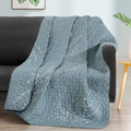 Exclusivo Mezcla Microfiber Flower Pattern Quilted Throw Blanket For Bed/Couch/Sofa, Soft And Lightweight (50'X 60', Stone Blu
