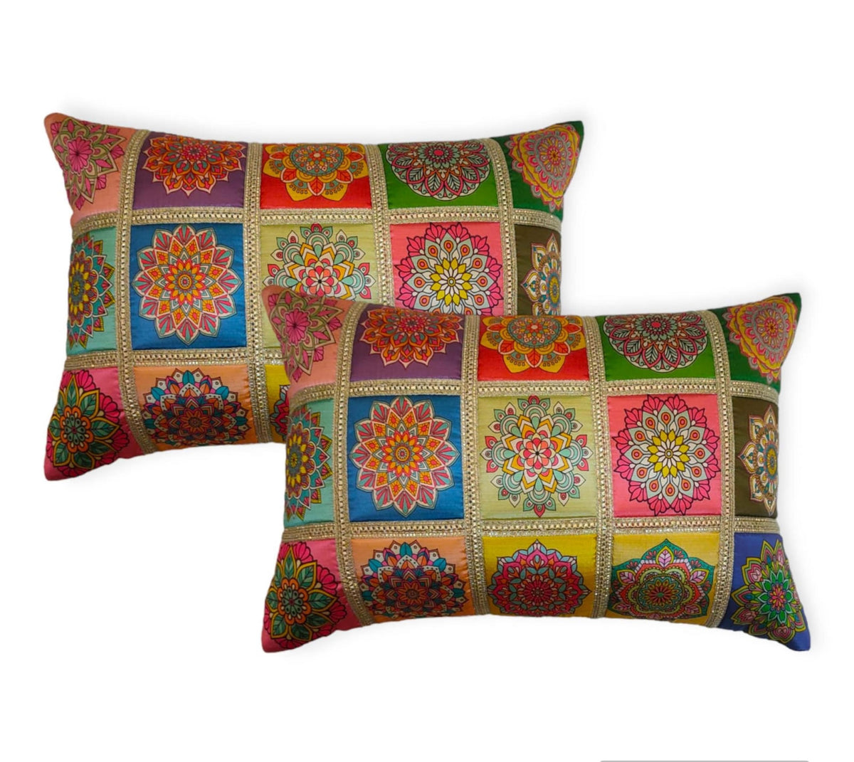 Monkdecor (O.F) Beautiful Printed Designs Cushion Cover Set Of 2 Pieces (Size12X18 Inches) Multi Flower PrintMulti