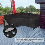 Easy-Going Patio V-Shaped Sectional Sofa Cover, Waterproof Outdoor Sectional Cover,Heavy Duty Garden Furniture Cover With Air Vent 118' L (On Each Side) X 33.5' D X 31' H, Black