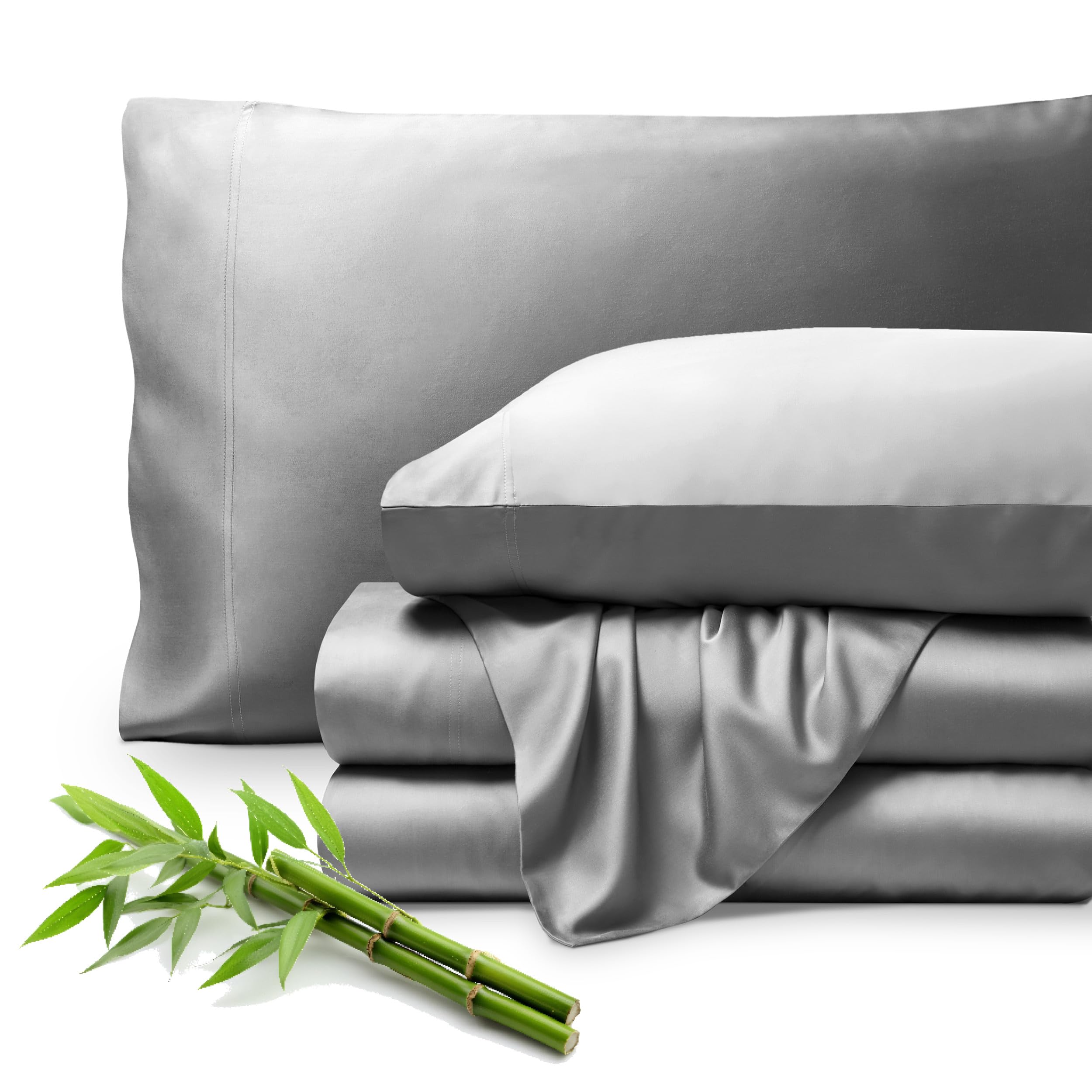 Bare Home 100% Rayon Made from Bamboo Luxury Queen Sheet Set - 4 Piece Bedding Set - Deep Pockets - Cooling Sheets - Breathable 