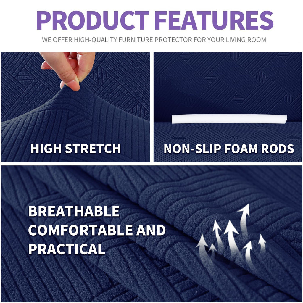 Znsayotx Super Stretch Chair Slipcover (31'-46'), New Striped Sofa Chair Covers For Living Room, Dogs Pet Friendly Anti-Slip Chair Protector Spandex Armchair Slipcovers (Navy Blue, Chair)