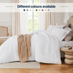Quataly White Full Comforter Set - 3 Pieces Seersucker Lightweight Bedding Comforter Sets (1 Soft Fluffy Comforter & 2 Pillowcas