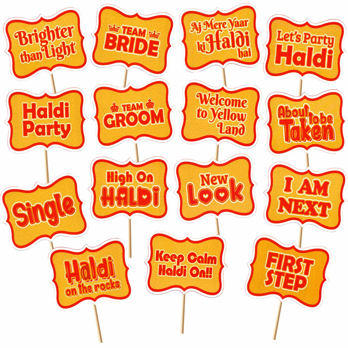 Rozi Decoration Props for Haldi Ceremony Bride Decoration Items Set of 15 Pcs Haldi Ceremony Decoration Kit for Wedding Dcor, Ha