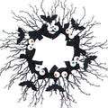 VOELIGT 22 Inch Halloween Wreaths for Front Door Black Bat Halloween Eyeballs Wreath with LED Lights Halloween Door Wreath Wall 