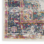 Nourison Passion Bordered Ivory Blue 2'2'' X 10' Area -Rug, Easy -Cleaning, Non Shedding, Bed Room, Living Room, Dining Room, Ki