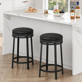 IDEALHOUSE 24'' Swivel Bar Stools Set of 2 with Footrest, Modern Counter Height Barstools with PU Leather Upholstered and Metal 