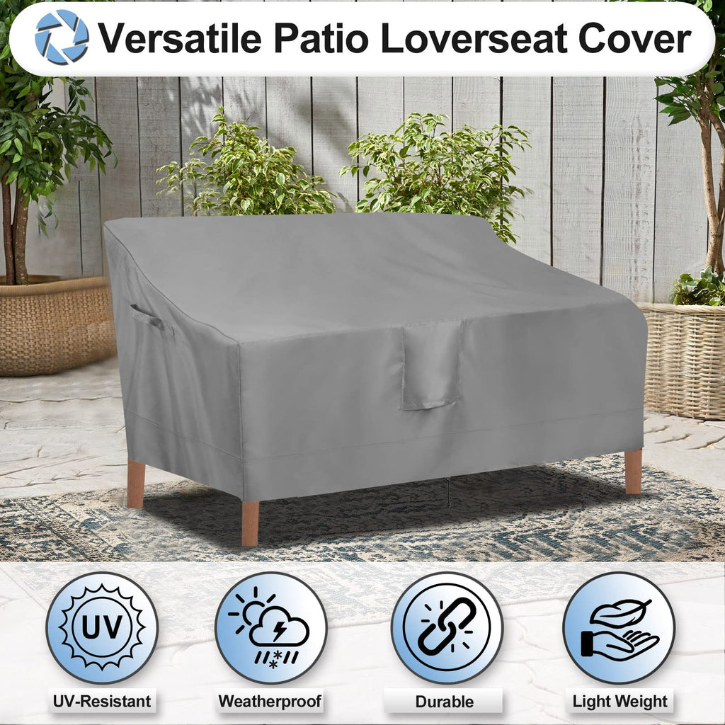 Outdoorlines Outdoor Waterproof Patio Loveseat Couch Cover - Uv Resistant Patio Sofa Furniture Covers Weatherproof Heavy Duty Glider Covers For Outdoor Furniture, 58Wx32.5Dx31H Inches, Gray
