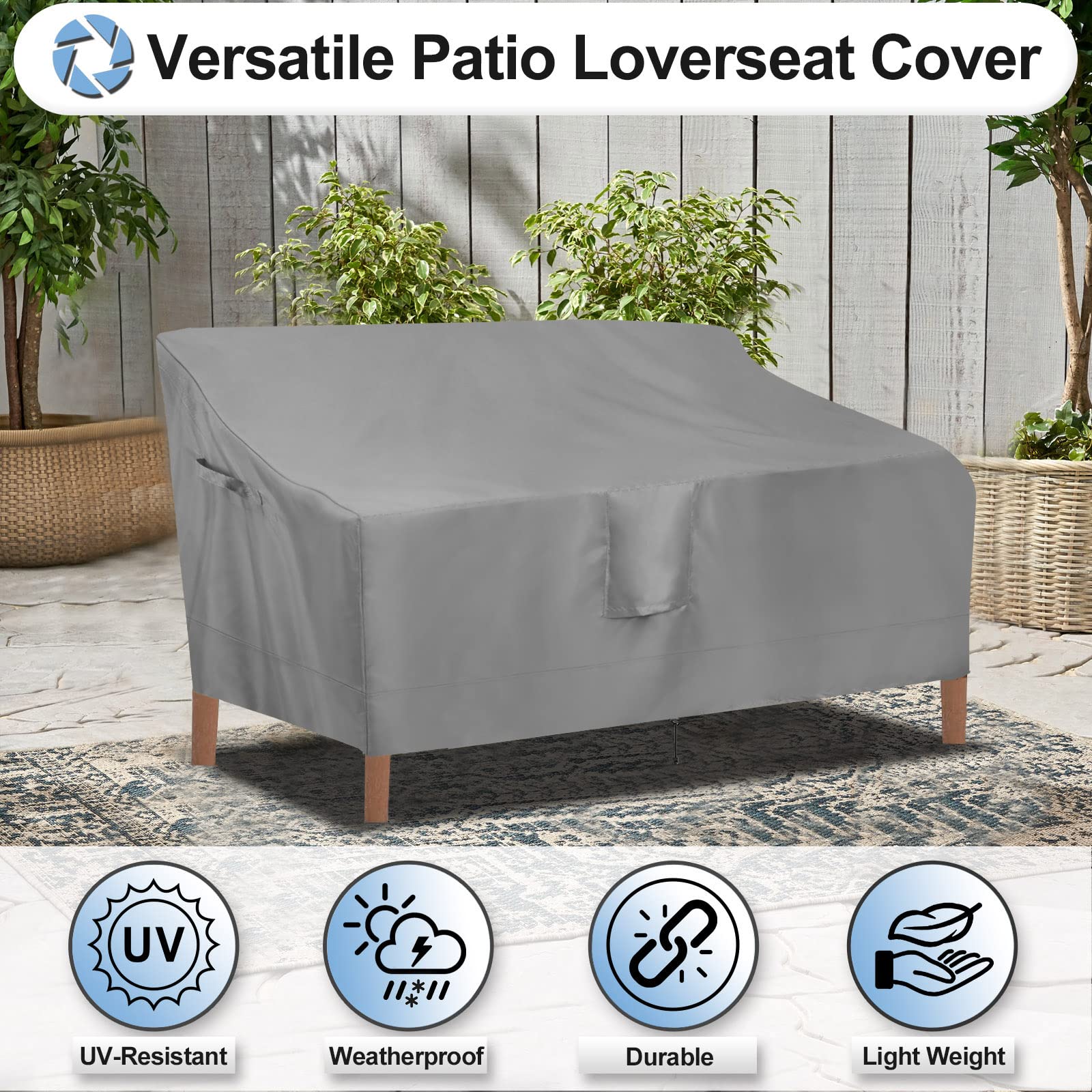 Outdoorlines Outdoor Waterproof Patio Loveseat Couch Cover - Uv Resistant Patio Sofa Furniture Covers Weatherproof Heavy Duty Glider Covers For Outdoor Furniture, 58Wx32.5Dx31H Inches, Gray