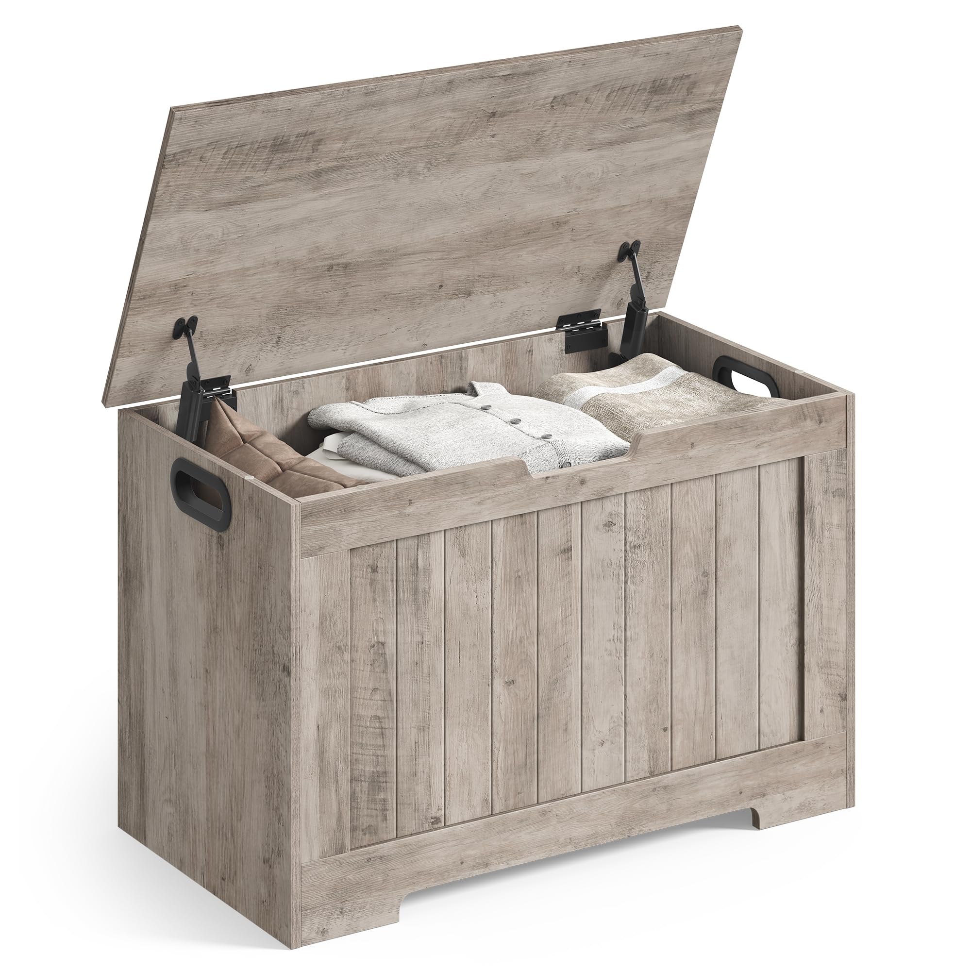 VASAGLE Storage Chest, Storage Bench, Entryway Bench with 2 Safety Hinges, Shoe Bench, Farmhouse Style, 15.7 x 29.9 x 18.9 Inche