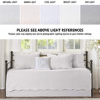 Madison Park Tuscany Daybed Cover Set-Trendy Damask Quilting With Scalloped Edges All Season Luxury Bedding With Bedskirt, Matching Shams, Decorative Pillow, White, 39'X75', 6 Piece