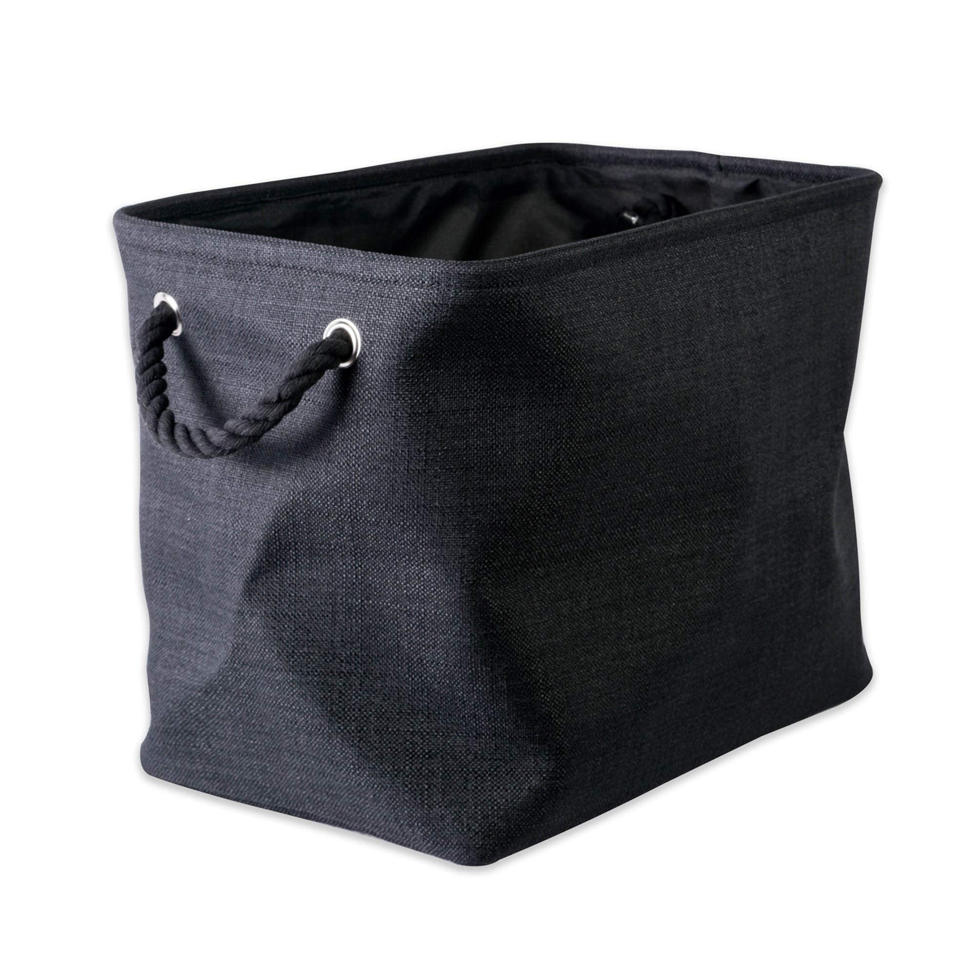 DII, Collapsible Variegated Polyester Storage Bin with Cotton Handles Small Gray