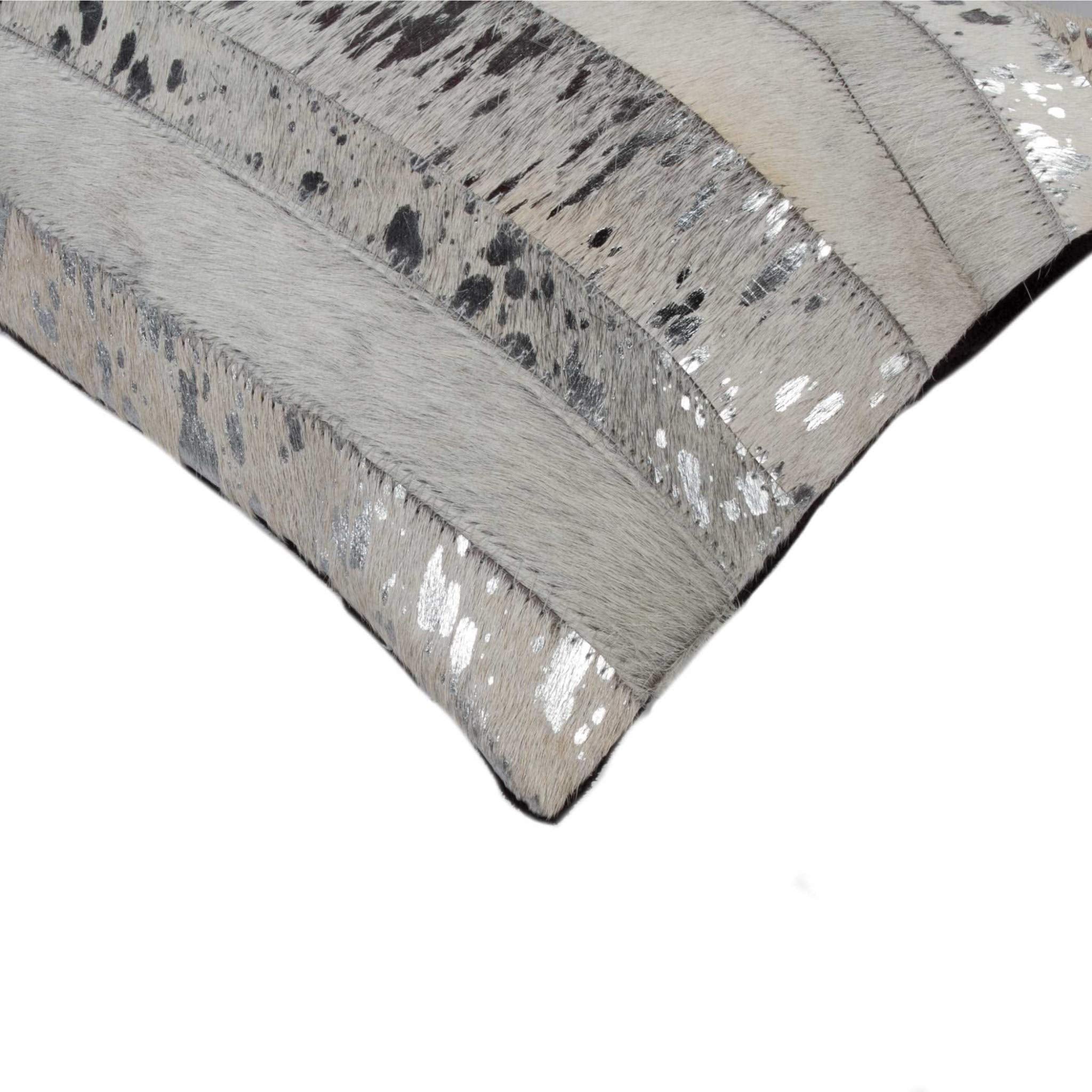 HomeRoots Decor 12' X 20' X 5' Cowhide Microsuede Polyfill Torino Madrid Throw Pillow - Grey and Silver