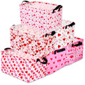 Vesici 6 Pack Valentine s Day Baskets for Gifts Empty Pink Heart Storage Bins Foldable Cute Storage Basket Rectangular Canvas O