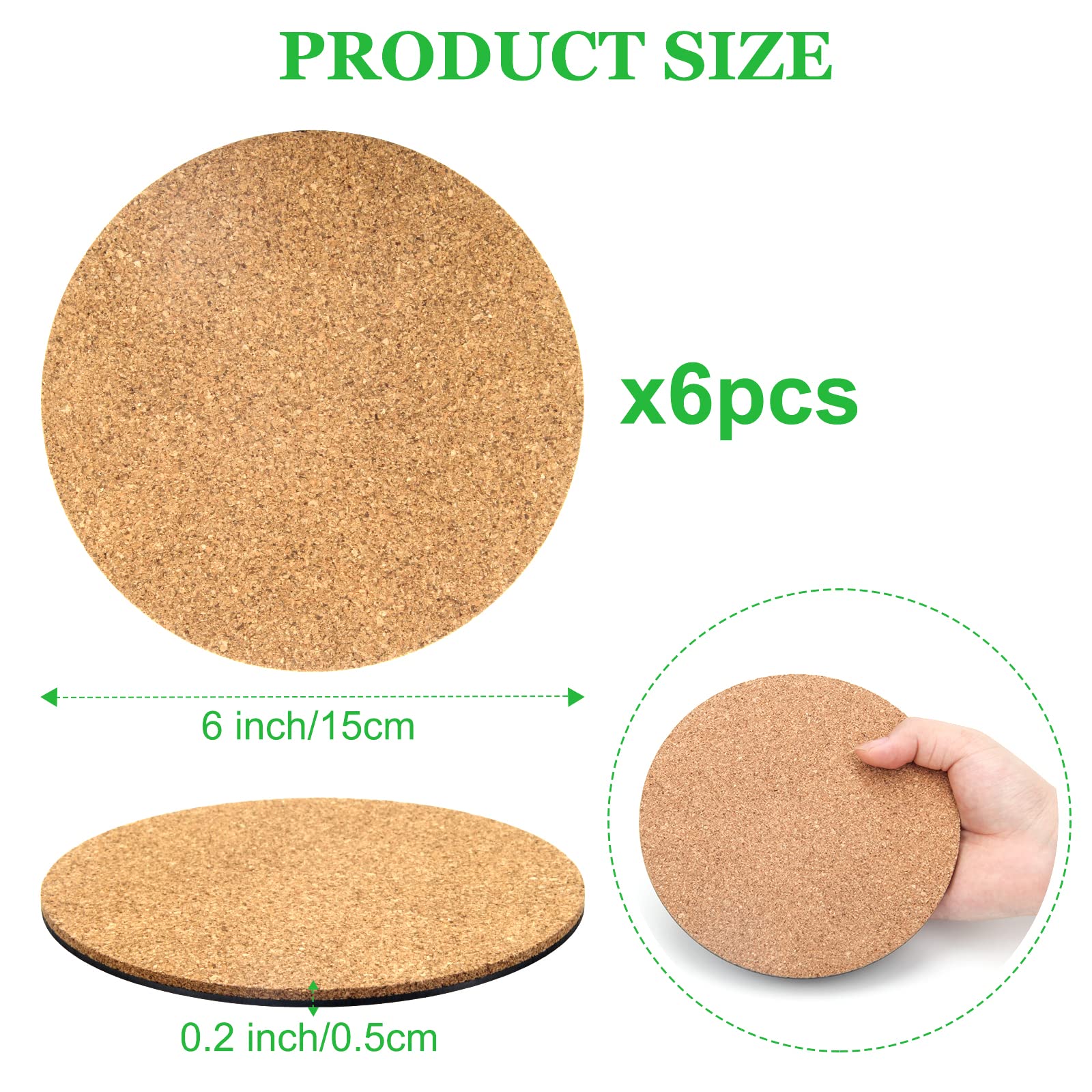 Coitak 6 Pieces Cork Mat For Plants, 6 Inch Round Cork Plant Coasters Mats For Garden, Courtyard, Pot Mat, Indoor Outdoor And Di