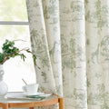 jinchan Linen Toile Curtains 84 Inches Long for Living Room Toile de Jouy Printed Farmhouse French Country Curtains Grommet Top 