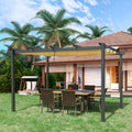 Domi 9X13Ft Pergola, Outdoor Retractable Pergola With Weather-Resistant Sun Shade Canopy, Aluminum Pergola Gazebo For Bbq, Party