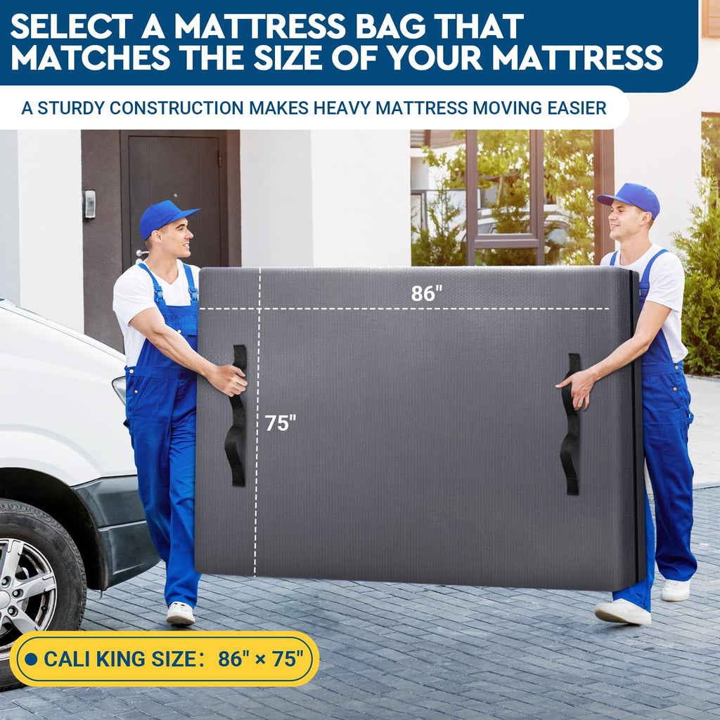 Storageright Mattress Bags For Moving, Cali-King Size - Extra Thick Mattress Cover For Moving With 8 Handles And Zipper, Heavy Duty Mattress Bags For Storage, Reusable Mattress Storage Bag, Moving Bag