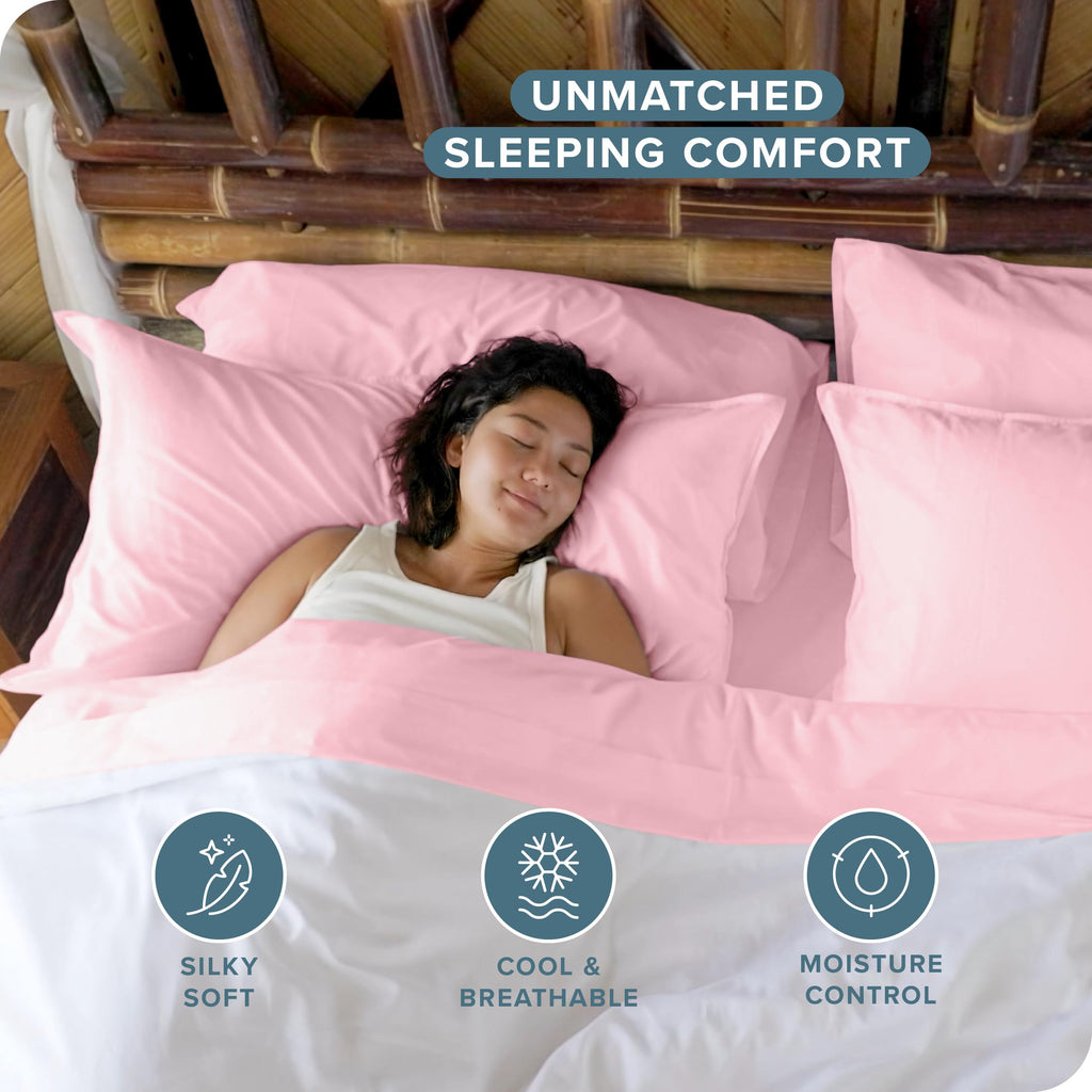 Bare Home 100% Rayon Made From Bamboo Split Head Flex King Sheet Set - 4 Piece Bedding Set - Deep Pockets - Breathable - Easy Fi