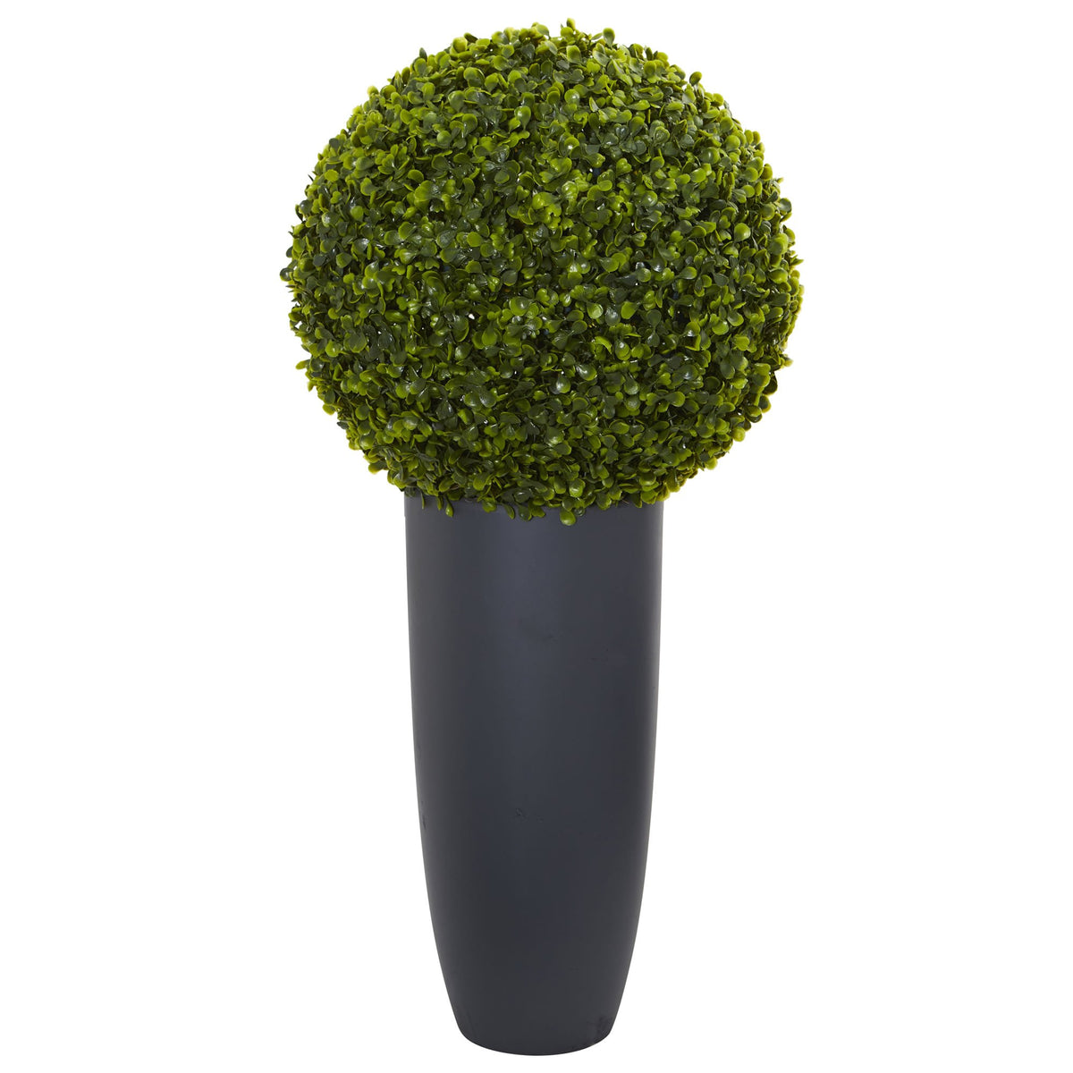 30 Inch  Boxwood Artificial Topiary Plant In Gray Cylinder Planter (Indoor/Outdoor)