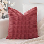 Otostar Corduroy Decorative Throw Pillow Covers 16X16 Inch Super Soft Boho Striped Square Pillow Covers Case Modern Cushion Covers For Sofa Couch Bedroom Car Decor Jam