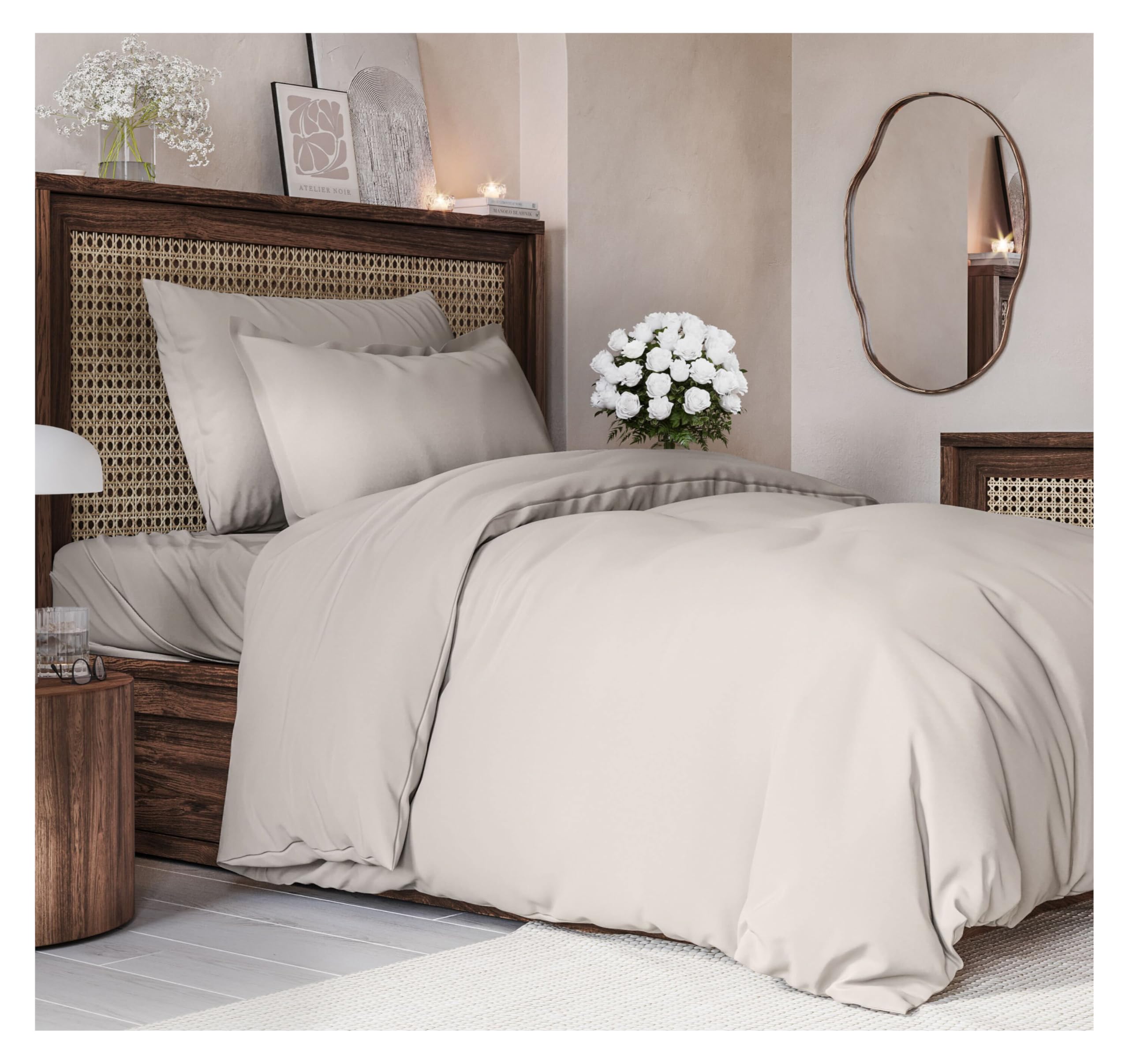 Duvet Cover Twin/Twin Xl Size Set - Extra Soft Twin/Twin Xl Size Duvet Cover 68 X 90 With 1 Pillow Shams - Hotel Luxury And Fade Free With Zipper Closures & Ties - Breathable Bedding Set (Light Grey)