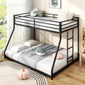 Zevemomo Twin Over Full Size Bunk Bed, Metal Low Profile Bunkbeds with Full-Length Guardrail and Ladder, Space Saving, No Boxing