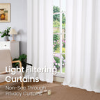 Bgment Pure White Curtains 63 Inch Length 2 Panels Set For Bedroom, Grommet Thick Linen Look Burlap Textured Light Filtering Privacy Window Drapes For Farmhouse Living Room, 55 X 63 Inch