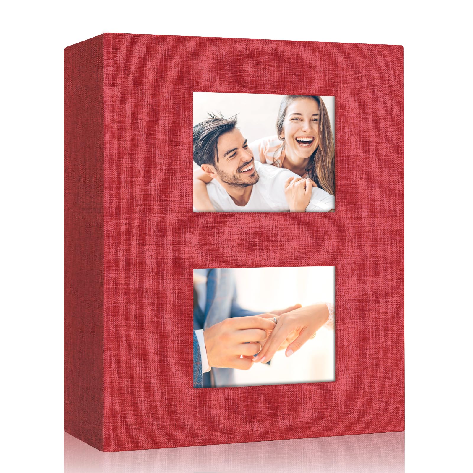MSTONAL Linen Photo Album 4x6, Small Linen Cover Photo Albums holds 200 Pockets, Photo Albums Slip in for 4x6 Photos, Red Photo 