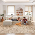 FinRec Soft Light Tan Rugs for Bedroom Living Room, 4x6 Feet Modern Indoor Fuzzy Shaggy Area Rug, Non-Slip Fluffy Furry Rug for